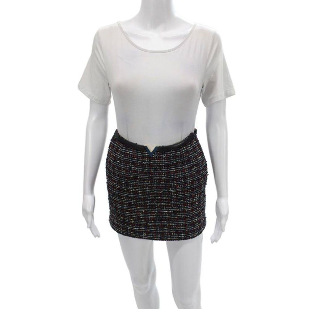 Valentino Women Black Check Mini Pencil Skirt Size 36